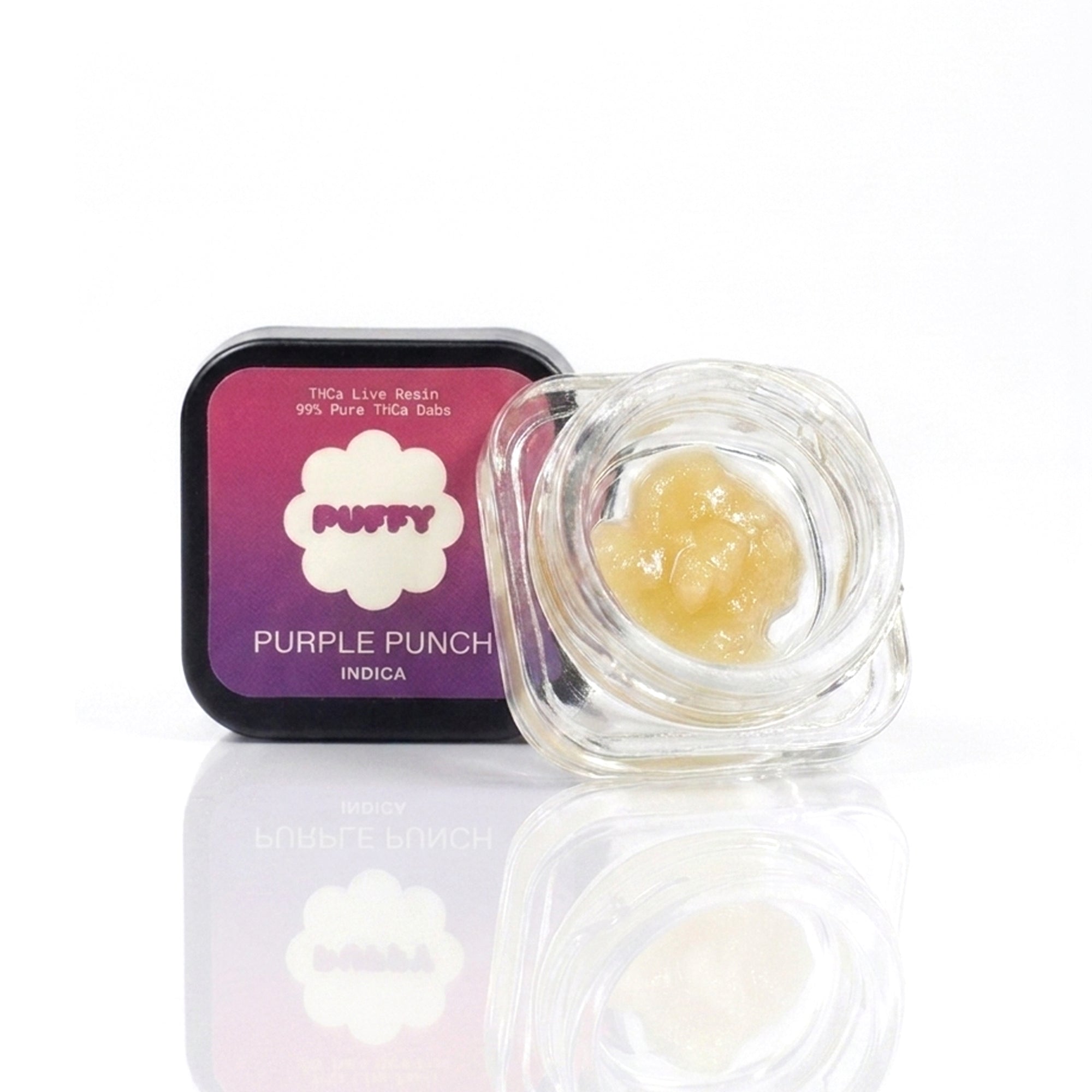 Puffy Purple Punch is an indica-dominant THCa strain with sweet berry notes layered over gassy undertones and a hint of candy-like sweetness. It delivers a gentle cerebral euphoria that eases into deep, full-body relaxation.