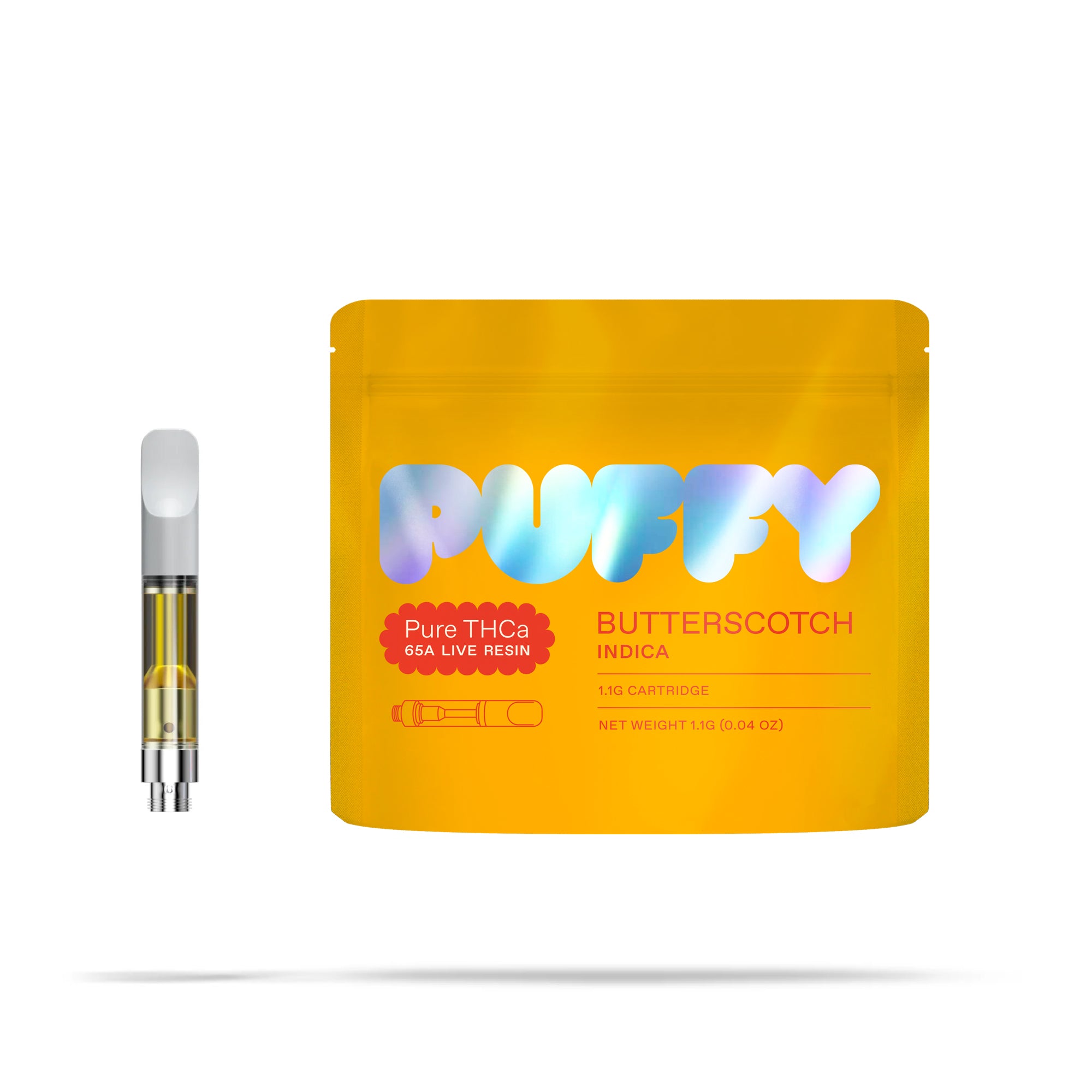 Puffy Butterscotch 65A is an indica-dominant hybrid THCa live resin, blending rich butterscotch, creamy caramel, and smooth vanilla into a decadent, indulgent taste experience. Consumers often report a soothing sense of relaxation paired with uplifting euphoria and happiness, accompanied by a calm, mellow body feel.