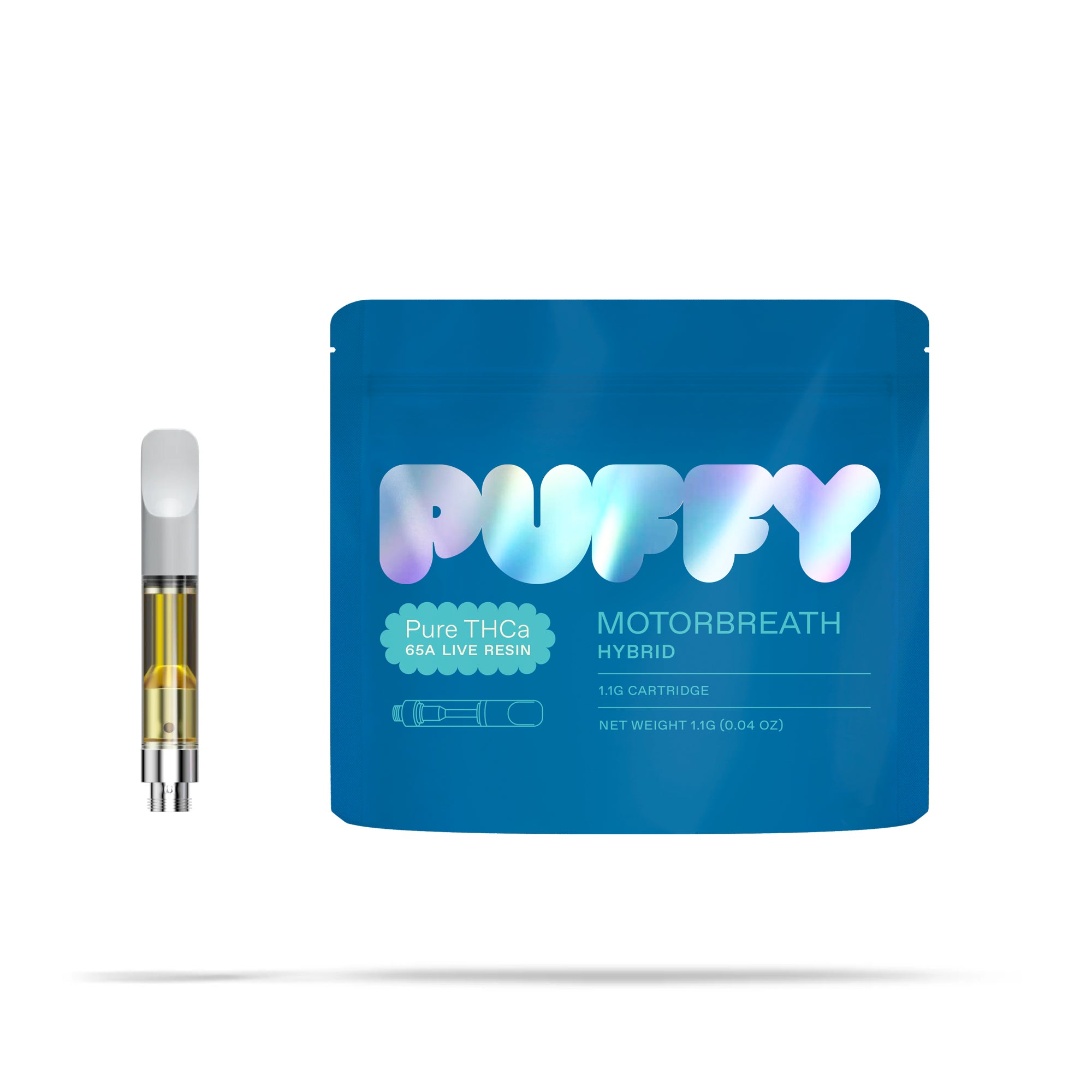 Puffy Motorbreath 65A is a hybrid THCa live resin that combines zesty citrus and bright lemon notes with a crisp, refreshing hint of pine, creating a sharp and invigorating taste experience. Consumers often report a relaxed and euphoric experience with a strong, calming body sensation and tingling heaviness.