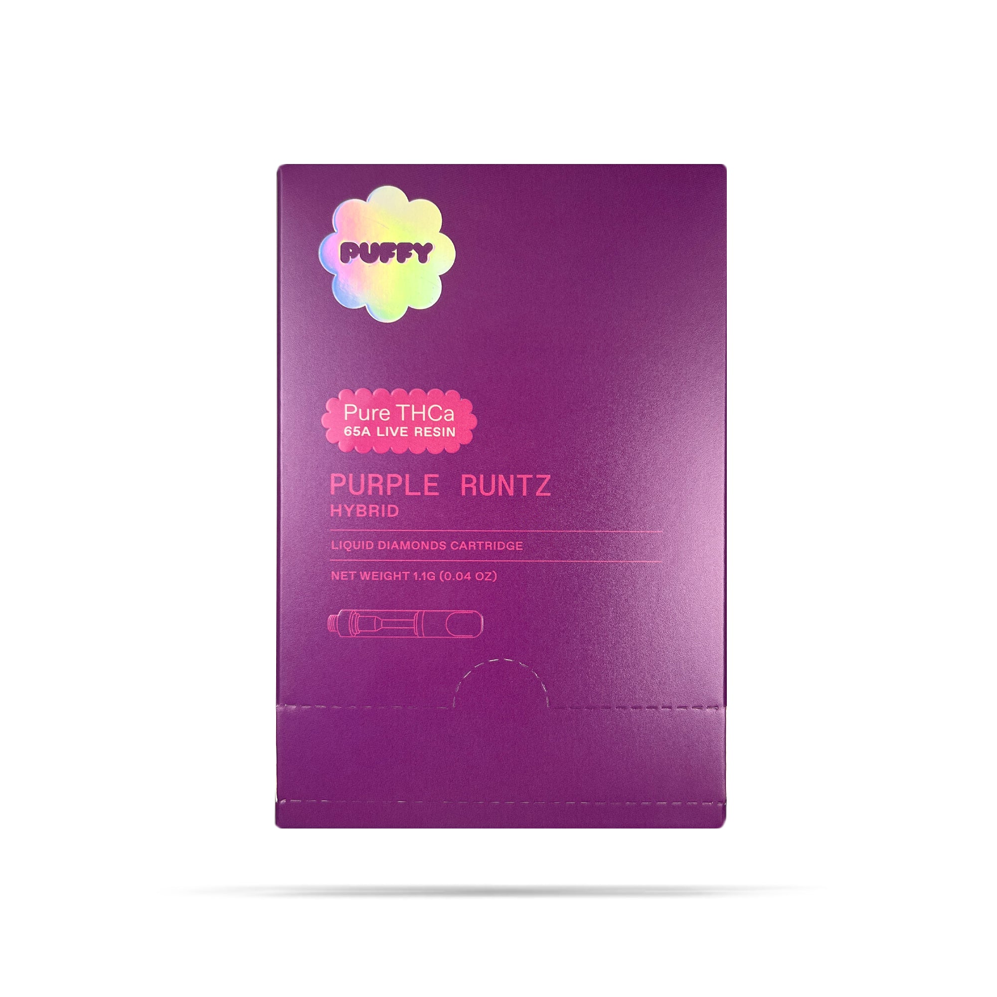 Puffy Purple Runtz 65A is a hybrid THCa live resin loaded with sweet candy, succulent berries, and vibrant citrus, offering an exciting and unforgettable taste sensation. Consumers often report a cheerful, mood-lifting high that combines gentle body relaxation with lively, giggly sensations and energized creativity.