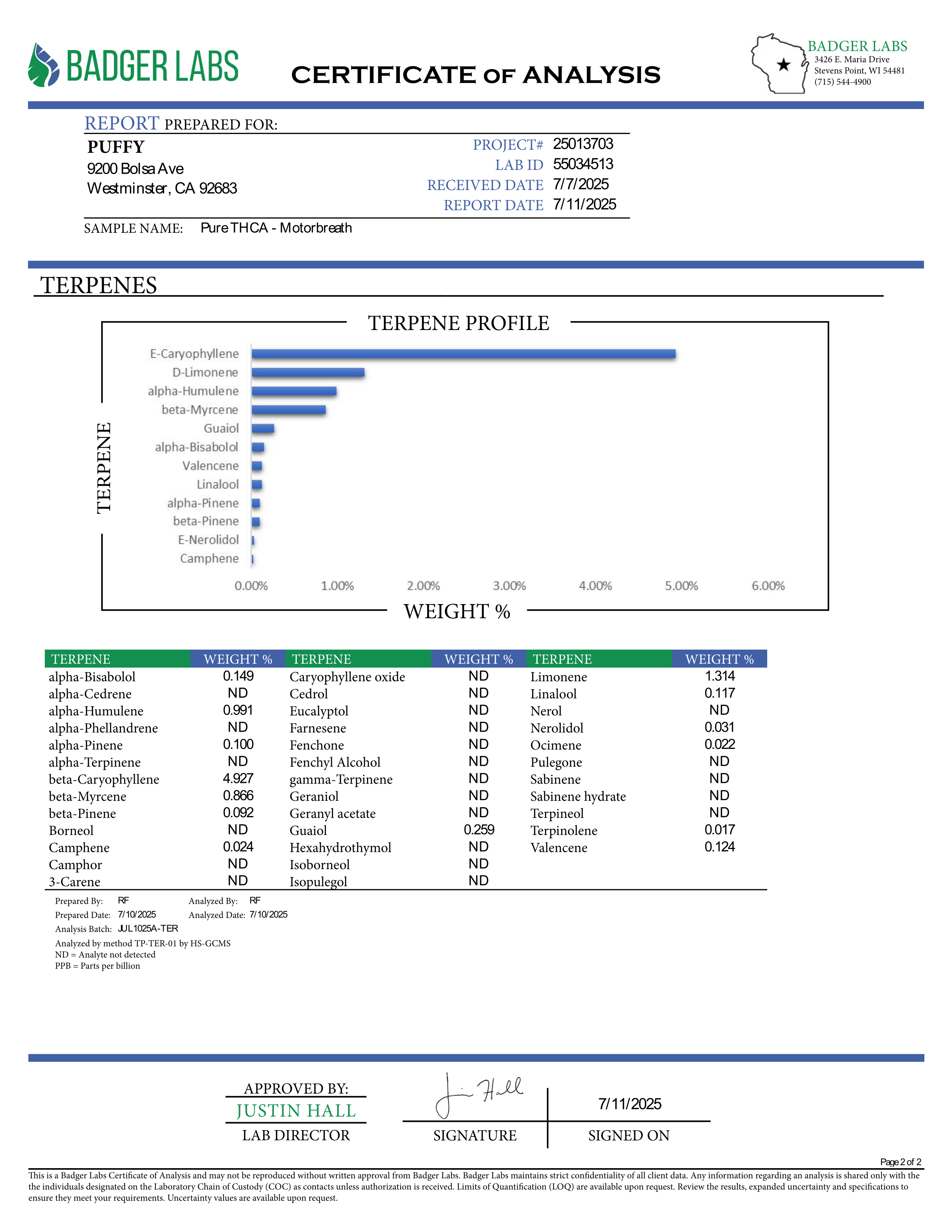 Puffy Motorbreath 65A is a hybrid THCa live resin that combines zesty citrus and bright lemon notes with a crisp, refreshing hint of pine, creating a sharp and invigorating taste experience. Consumers often report a relaxed and euphoric experience with a strong, calming body sensation and tingling heaviness.