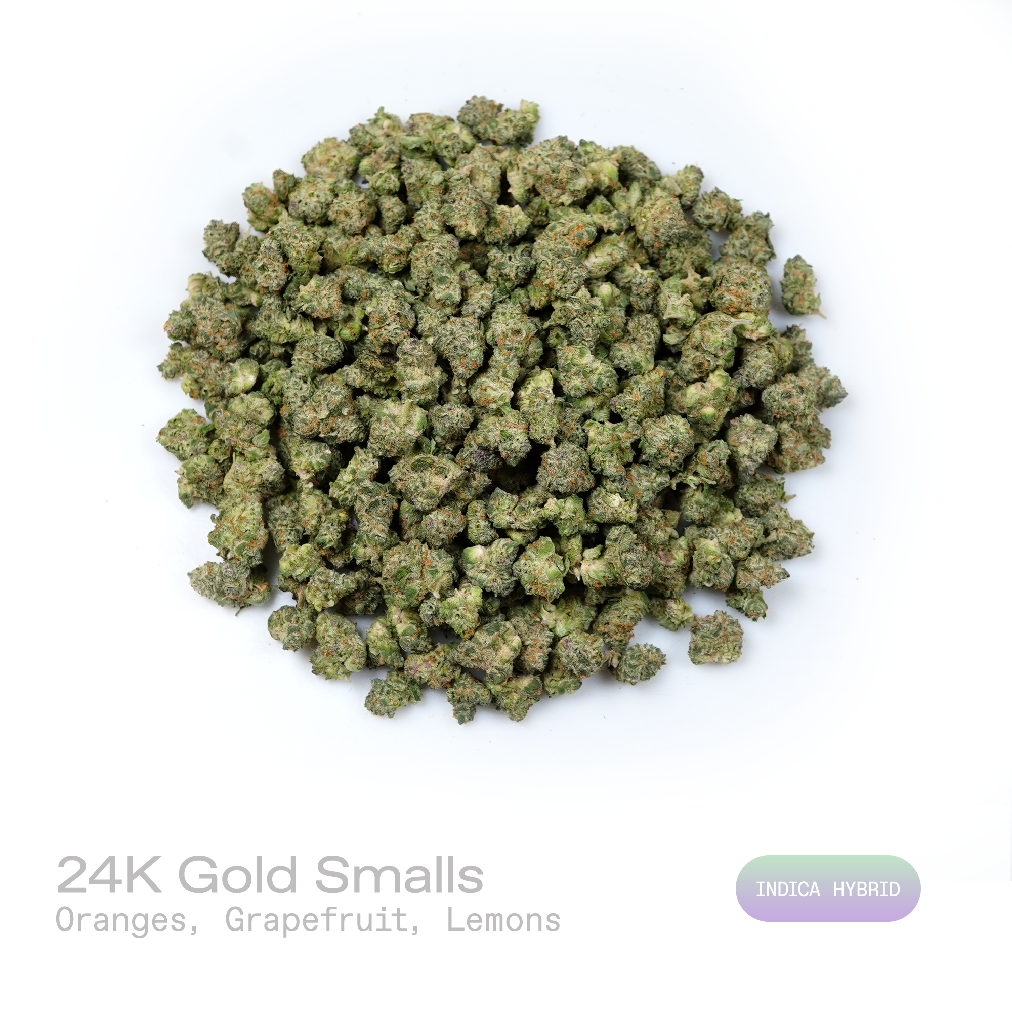 PUFFY 24K Gold (smalls) is an indica-dominant hybrid THCa strain formulated through the selective pairing of Kosher Kush and Tangie. The aroma features a vibrant citrus-forward profile of fresh oranges, zesty grapefruit, and bright lemon notes. Visually, dense forest green buds with purple hues and fiery orange pistils are coated in sticky trichomes. Consumers often report a euphoric and uplifting cerebral buzz that enhances mood and creativity before easing into a gentle, soothing body relaxation, potentia
