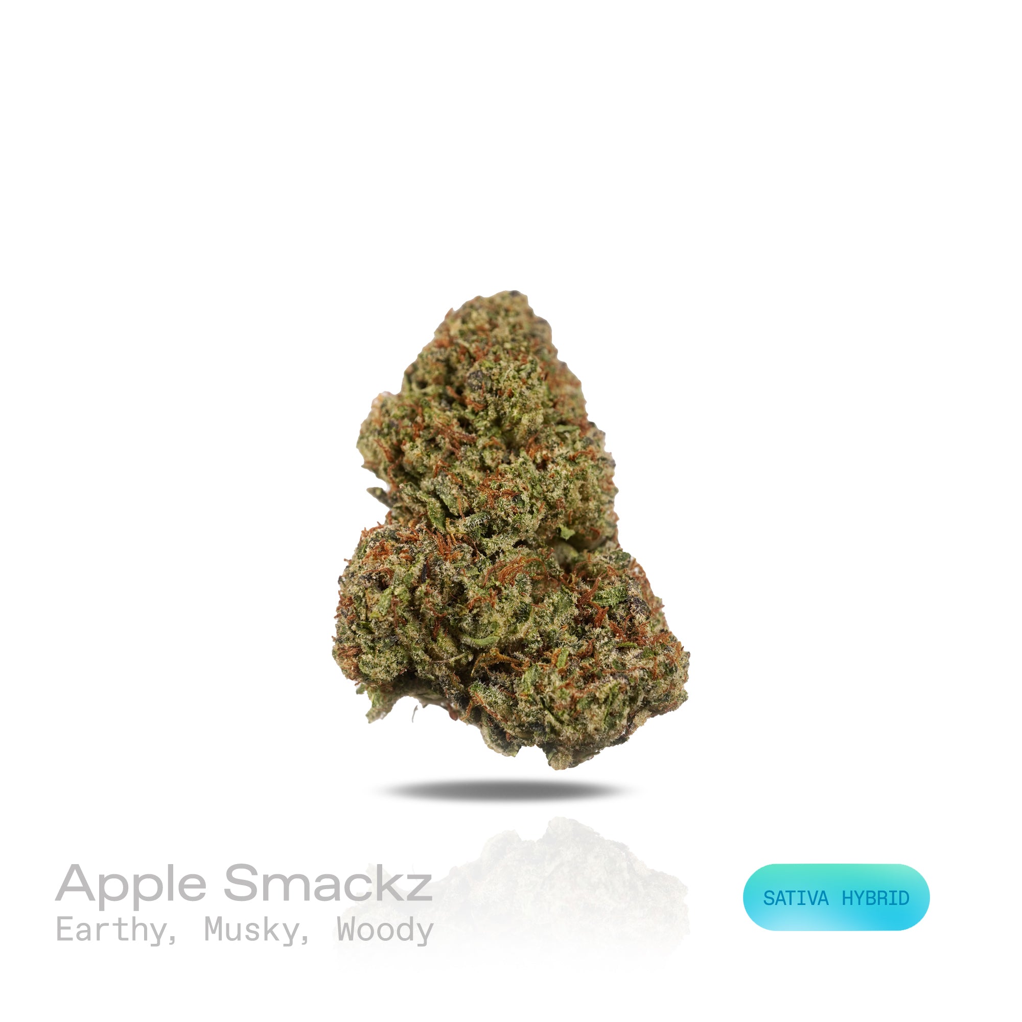 PUFFY Apple Smackz is a sativa-dominant THCa strain, expertly crafted from a flavorful cross between Apple Jack and Grape Pie. The aroma is earthy, musky, and woody, with a rich, natural scent that evokes the feeling of walking through a dense forest surrounded by damp soil and aged wood. Visually, the buds are vibrant lime green with a compact, tapered structure, featuring vivid orange pistils and a frosty layer of white-blue trichomes. Consumers often describe feeling uplifted and clear-headed, with a cal