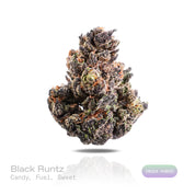PUFFY Black Runtz is an indica-dominant hybrid THCa strain, born from the renowned cross of Original Z and Gelato. The aroma features a delightful blend of sweet candy notes, sugary undertones, and a pungent fuel-like scent. Visually, dense deep forest green buds with purple hues and fiery orange pistils are coated in sticky trichomes. Consumers often report euphoric, uplifting, calming, and relaxing effects that may help ease stress.

