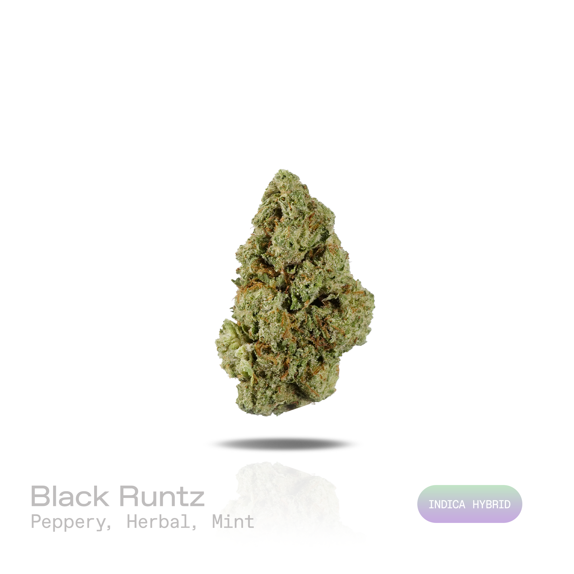 PUFFY Black Runtz is an indica-dominant hybrid THCa strain, born from the renowned cross of ZKZ and Gelato. The aroma is a refreshing blend of peppery spice, earthy herbal notes, and cool mint undertones. Visually, dense green buds with purple hues and fiery orange pistils are coated in sticky trichomes. Consumers often report an initial wave of uplifting euphoria, creativity, and happiness that gradually transitions into deep relaxation and calming physical relief. 