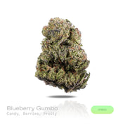 PUFFY Blueberry Gumbo is a balanced hybrid THCa strain expertly cultivated from the notable genetics of Blueberry and OG Kush. The aroma is an exquisite medley of luscious candy, succulent berries, and refined fruity notes. Visually, dense forest green buds with purple hues and fiery orange pistils are coated in sticky trichomes. Consumers often report an euphoric and uplifting experience accompanied by a lively, energetic sense of momentum.  
