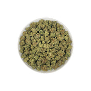 PUFFY Cali Kush is a balanced hybrid THCa strain expertly crafted with an element of intrigue, with OG Kush being the most commonly suggested influence. The aroma is a bold and captivating blend of skunky earthiness, rich Kush undertones, and bright, zesty hints of lemon-pine. Visually, dense apple green buds with purple hues and fiery orange pistils are coated in sticky trichomes. Consumers often report a blissful wave of euphoria and relaxation, paired with happiness and a pronounced boost in appetite.