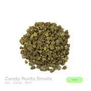 PUFFY Candy Runtz (smalls) is a balanced hybrid THCa strain, born from the legendary cross of ZKZ and Gelato. A bold blend of sharp gas, sweet candy, and refreshing mint creates a rich, layered aroma that’s both striking and memorable. Visually dense buds, frosty with bright orange pistils and purple accents. Consumers often describe an initial wave of euphoria that sparks creativity and uplift, gradually easing into a calm, relaxing state.
