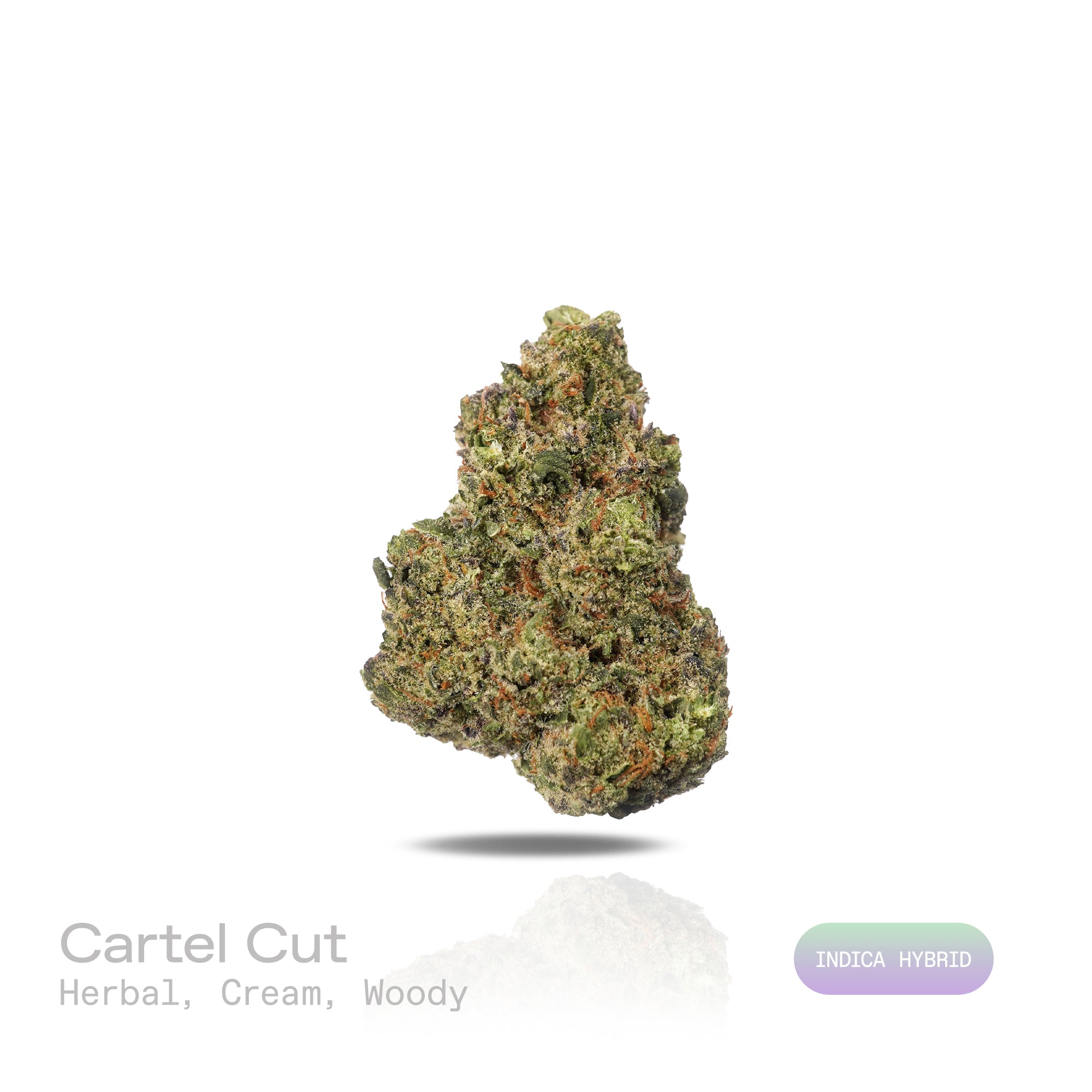 PUFFY Cartel Cut is an indica-dominant hybrid THCa strain, created by crossing Chemdog and Purple Urkle. The aroma carries a soothing blend of fresh herbal notes layered with creamy sweetness and a subtle woody finish. Visually, the buds are dense and deep green, accented with subtle purple hues, bright orange pistils, and a thick layer of frosty trichomes. Consumers often report a fast-hitting cerebral high that melts into full-body relaxation, making it popular for easing stress, lifting mood, and promoti