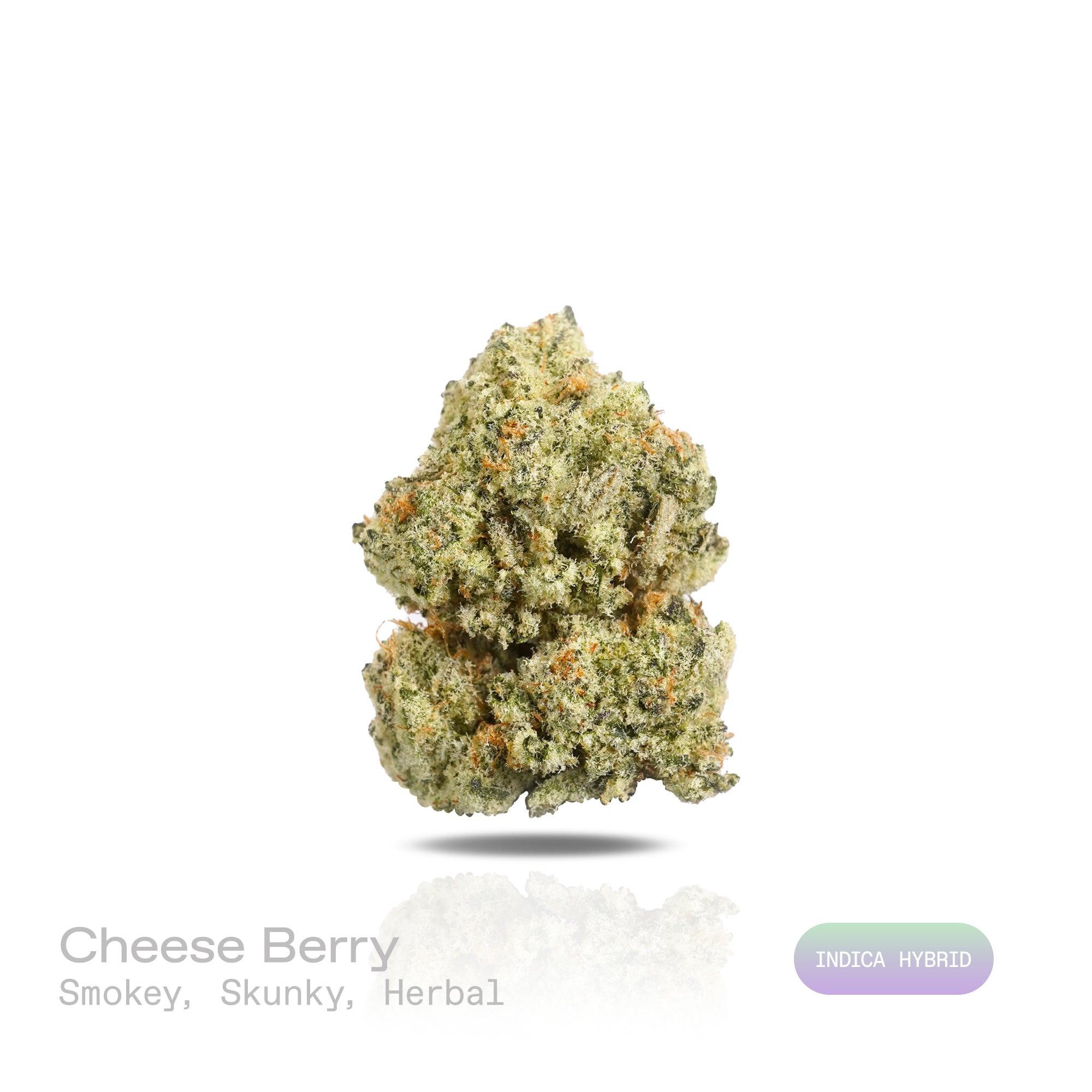 PUFFY Cheese Berry is an indica-dominant hybrid THCa strain bred from the flavorful pairing of UK Cheese and Blueberry. The aroma is a captivating mix of smokey, skunky, and herbal undertones, lingering with a deep, earthy richness that draws you in. Visually, dense forest green buds with purple hues and fiery orange pistils are coated in sticky trichomes. Consumers often report a light wave of euphoria and mood lift at the onset, followed by mild creativity and sociability that settles into a calm, relaxin