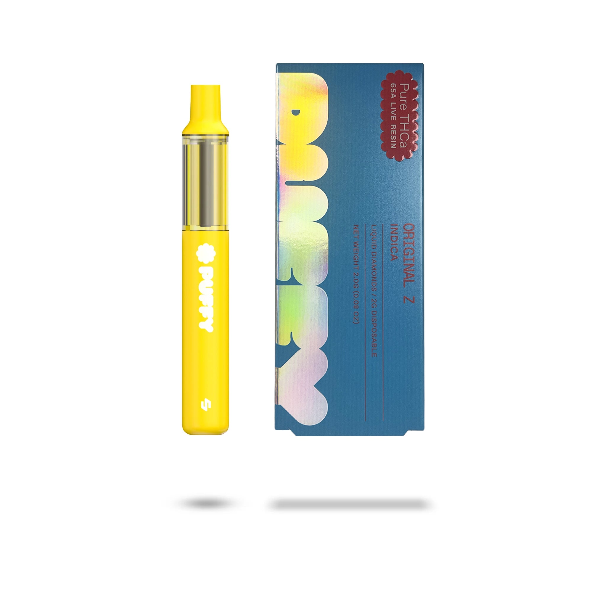 PUFFY Original Z Pure Live Resin THCa Disposable. Pure and potent, our line of 65A Live Resin THCa disposable are pure extracts from single-sourced flowers for a top-shelf experience. Each disposable contains approximately 65% THCa 35% high terpene extract and full spectrum cannabinoids. Each batch is hand-selected for the best fresh-frozen material rich in flavinoids, terpenes, and THCa. We use a ceramic coil to create a richer flavor.