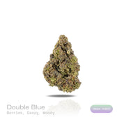 PUFFY Double Blue is an indica-dominant hybrid THCa strain, crafted from the distinctive pairing of Blue Dream and Double Gum. The aroma opens with rich, juicy berries, intertwined with a distinct gassy punch and grounded by warm, earthy woody undertones. Visually, dense forest green buds with purple hues and fiery orange pistils are coated in sticky trichomes. Consumers often report feeling euphoric and uplifted with a clear, focused mind and soothing body relaxation, easing insomnia, pain, stress, anxiety