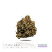 PUFFY Frosted ORZ is an indica-dominant hybrid THCa strain, crafted from the legendary lineage of Cookies N Cream × Secret Weapon. The aroma exudes creamy chocolate richness layered with deep earthy undertones, creating a warm and indulgent scent experience. Visually striking, the dense green buds showcase subtle purple hues, fiery orange hairs, and a heavy coat of frosty trichomes. Consumers often note an uplifting spark of creativity and euphoria that flows into a relaxed, calm state while keeping convers