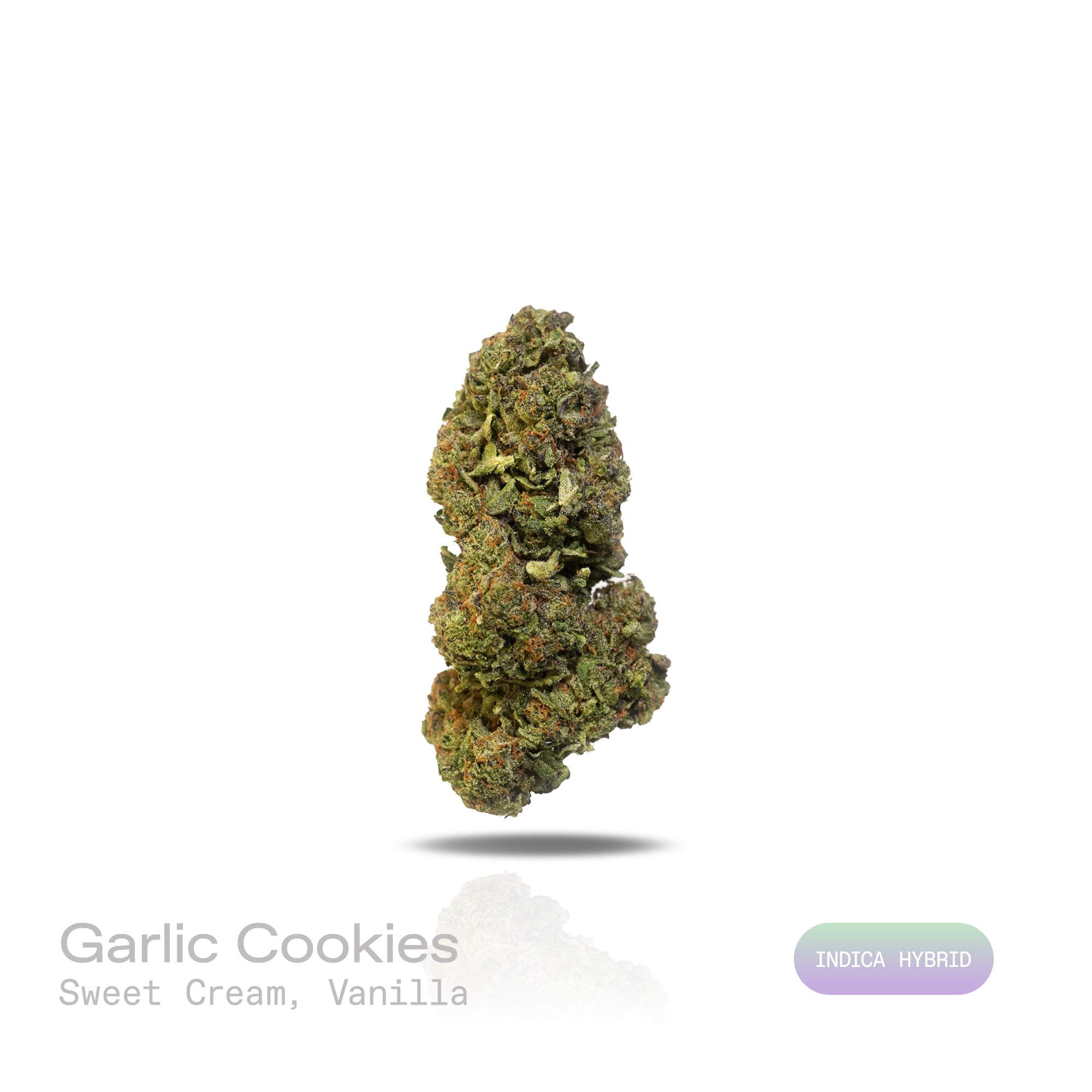 PUFFY Garlic Cookies is a potent indica-dominant hybrid THCa strain, born from the legendary cross of Girl Scout Cookies and Chemdawg. The aroma is a rich blend of sweet cream and smooth vanilla, offering a warm, indulgent scent that’s both comforting and enticing. Visually, the buds are dense and sticky, showcasing a striking mix of dark green and purple hues, drenched in thick crystalline trichomes and accented by fiery orange pistils. Consumers often report a deeply relaxing and calming effect that begin