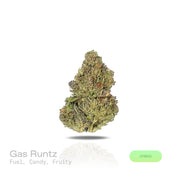 PUFFY Gas Runtz is a balanced hybrid THCa strain born from the strategic combination of Runtz and Gas House OG. The aroma is rich with fuel and sweet candy notes, with a juicy, fruity finish. Visually, dense forest green buds with hints of purple are threaded with fiery orange pistils and coated in a sparkling layer of sticky trichomes. Consumers often report that it delivers a euphoric, uplifting head high followed by smooth full-body relaxation, creating a balanced experience that feels both calming and e