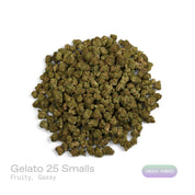 PUFFY Gelato 25 (smalls) is an indica-dominant hybrid THCa strain, born from the renowned cross of Thin Mint Girl Scout Cookies and Sunset Sherbet. The aroma bursts with sweet, fruity notes layered over a pungent, gassy undertone. Visually, dense buds show bright green hues, orange pistils, and a frosty trichome finish. Consumers often experience a calming wave of contentment, uplifted spirits, and a boost in appetite, with effects that seamlessly blend gentle mental invigoration and soothing physical ease.