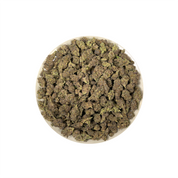 PUFFY Glitter Bomb is an indica-dominant hybrid THCa strain born from the flavorful cross of Grape Gas #10 and OGKB Blueberry Headband. The aroma unfolds with a vibrant burst of ripe berries layered over bright, zesty citrus notes, rounded out by a deep, gassy undertone. Visually, the buds are dense and deep forest green with striking purple hues, bright orange pistils, and a heavy coating of sparkling white trichomes. Consumers report a bright rush of cerebral uplift that gently settles into a soothing, fu
