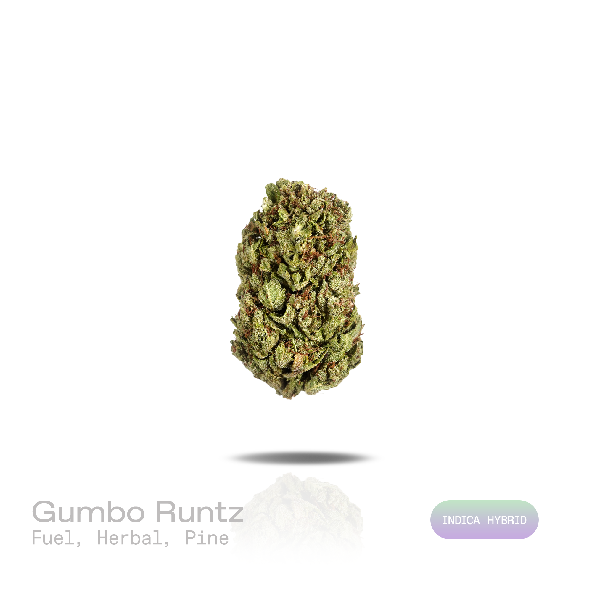 PUFFY Gumbo Runtz is an indica-dominant hybrid THCa strain with genetics that have yet to be publicly revealed, leaving its true lineage unknown. The aroma is a bold blend of fuel and herbal notes, finished with a crisp, refreshing touch of pine. Visually, dense forest green buds with purple hues and fiery orange pistils are coated in sticky trichomes. Consumers often report an uplifting wave of euphoria that gradually settles into deep relaxation, promoting a profound sense of calm, stress relief, and ment