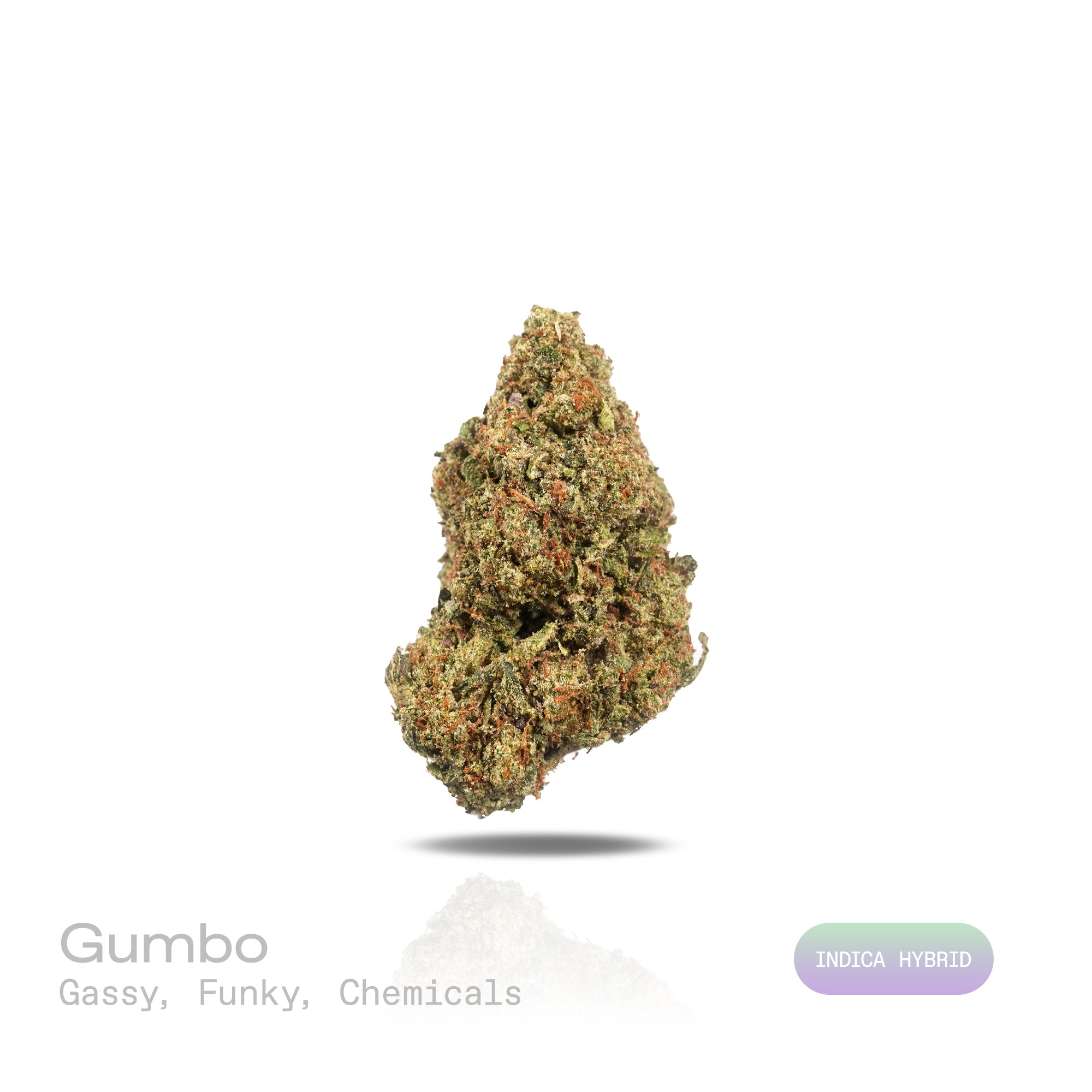 PUFFY Gumbo is an indica-dominant hybrid THCa strain, born from the legendary pairing of Gummo and Guru. The aroma is intensely gassy and funky, layered with sharp chemical notes that create a bold, pungent, and unmistakably powerful scent profile. Visually captivating, the tightly formed buds glisten with a thick coat of trichomes over deep green and purple hues, accented by bright orange pistils. Consumers often report strong body relaxation paired with a euphoric, soothing, and contented high, along with