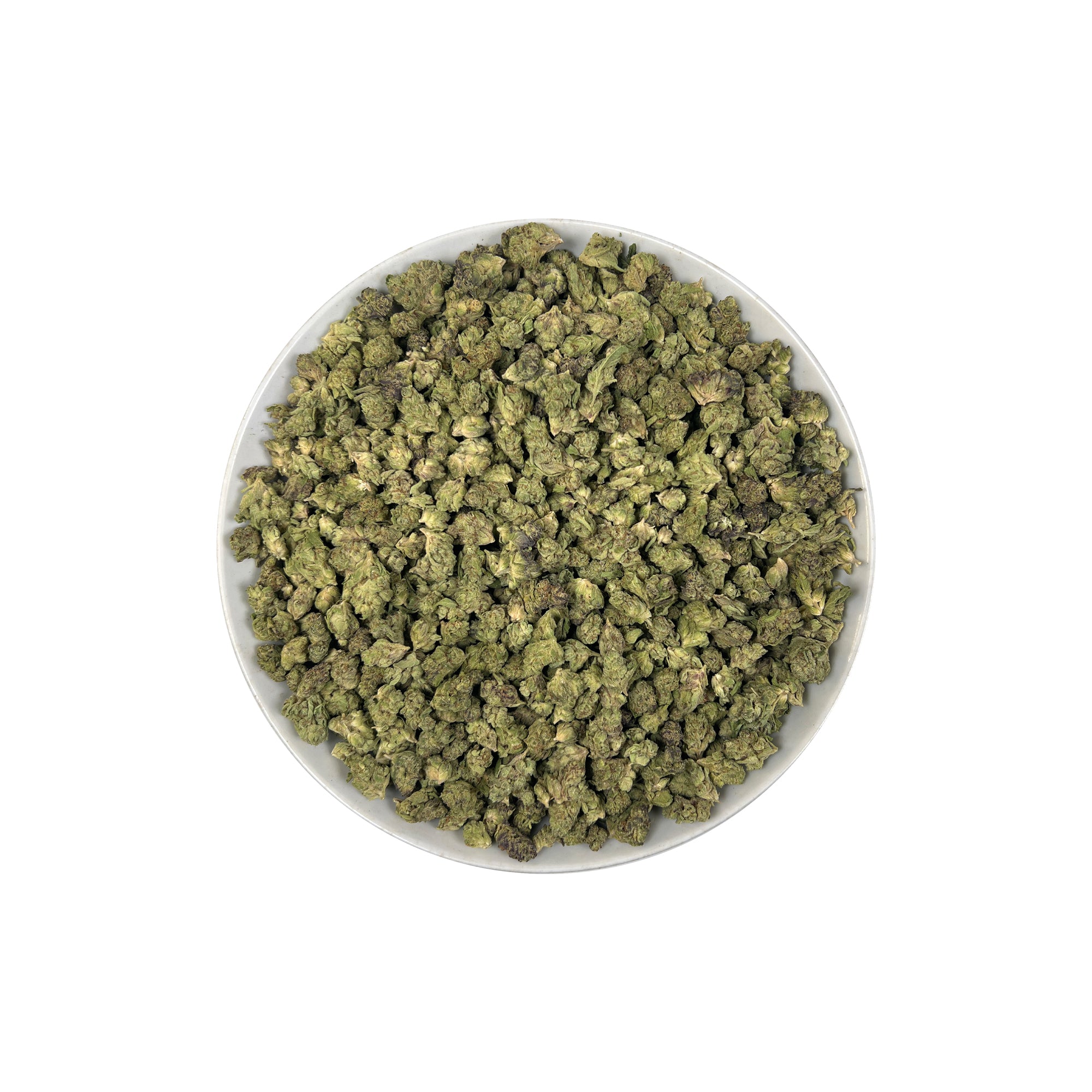 PUFFY Gush Mintz (smalls) is an indica-dominant hybrid THCa strain, born from the cross of Kush Mints × (F1 Durb × Gushers). The aroma greets the senses with a sharp minty freshness, rich cheesy notes, and a bold, pungent undertone. Visually, the buds are dense and striking, showcasing dark green and deep purple hues intertwined with vibrant orange pistils and a sparkling layer of shimmering trichomes. Consumers often describe a powerful, body-zapping high that dissolves stress and tension, leaving the mind