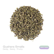 PUFFY Gushers (smalls) is an indica-dominant hybrid THCa strain, created by expertly crossing Gelato #41 and Triangle Kush. The aroma is a delightful blend of sweet candy, pungent gassy notes, and vibrant fruity undertones. Visually, the buds impress with dense forest-green hues and purple accents, orange pistils and frosty trichomes. Consumers often describe an initial surge of bright, euphoric energy that uplifts the mind, gradually easing into a soothing, full-bodied relaxation that leaves both body and 