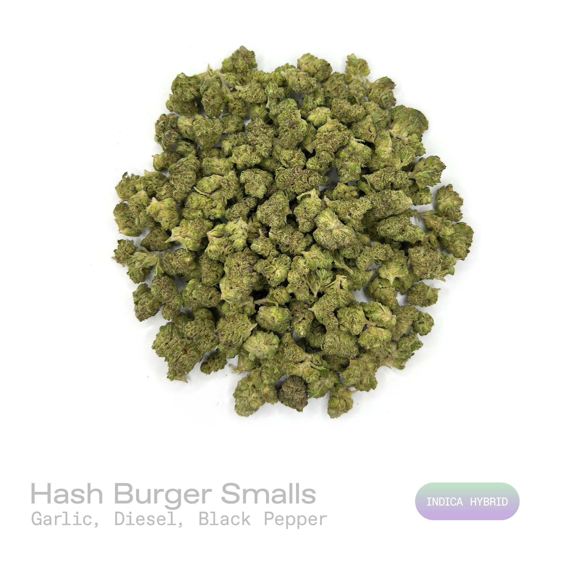 PUFFY Hash Burger (smalls) is an indica-dominant hybrid THCa strain, born from the masterful cross between Han Solo Hash Plant and Double Burger. The aroma is rich with savory garlic and pungent diesel notes, complemented by warm, spicy hints of black pepper. Visually, dense forest-green buds with purple hues and fiery orange pistils are coated in sticky trichomes. Consumers often report an experience that begins with a euphoric cerebral rush, gradually easing into deep body relaxation that delivers uplifti