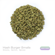 PUFFY Hash Burger (smalls) is an indica-dominant hybrid THCa strain, born from the masterful cross between Han Solo Hash Plant and Double Burger. The aroma presents a savory blend led by sharp onion and rich garlic notes, rounded out by warm, earthy spices that add depth and complexity. Visually, dense forest-green buds with purple hues and fiery orange pistils are coated in sticky trichomes. Consumers often report an experience that begins with a euphoric cerebral rush, gradually easing into deep body rela