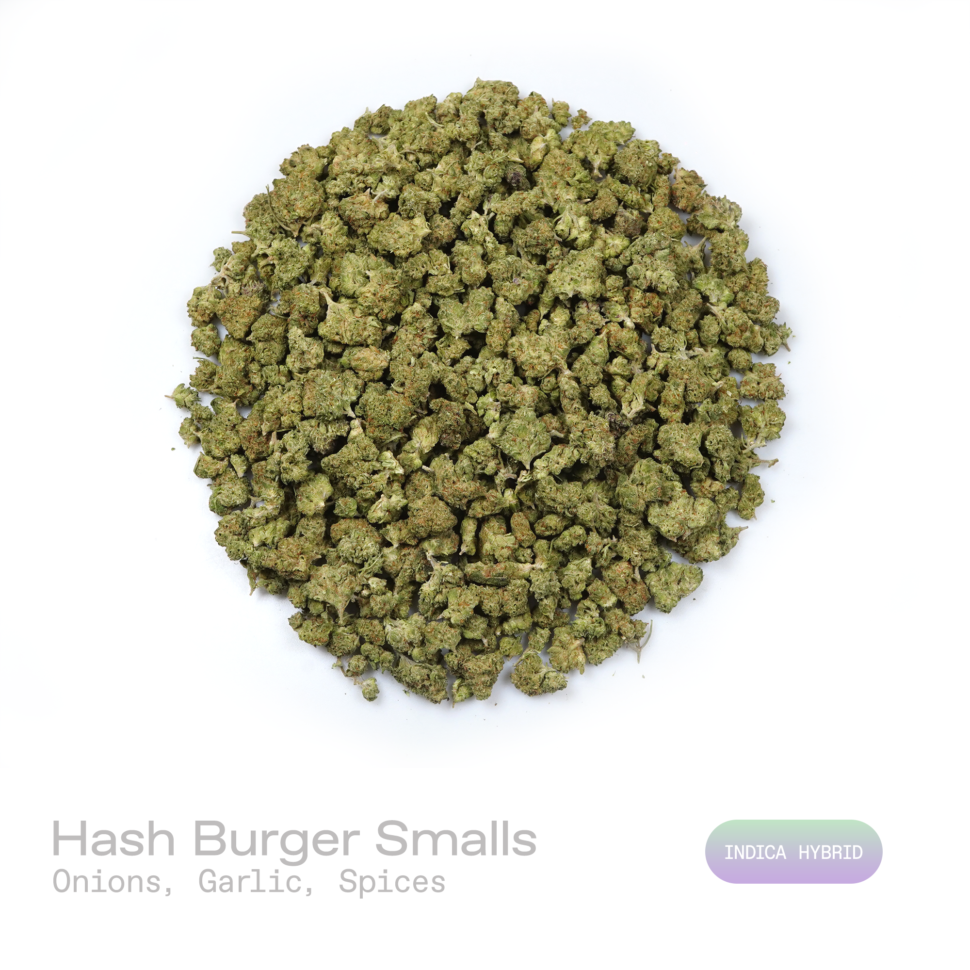 PUFFY Hash Burger (smalls) is an indica-dominant hybrid THCa strain, born from the masterful cross between Han Solo Hash Plant and Double Burger. The aroma presents a savory blend led by sharp onion and rich garlic notes, rounded out by warm, earthy spices that add depth and complexity. Visually, dense forest-green buds with purple hues and fiery orange pistils are coated in sticky trichomes. Consumers often report an experience that begins with a euphoric cerebral rush, gradually easing into deep body rela