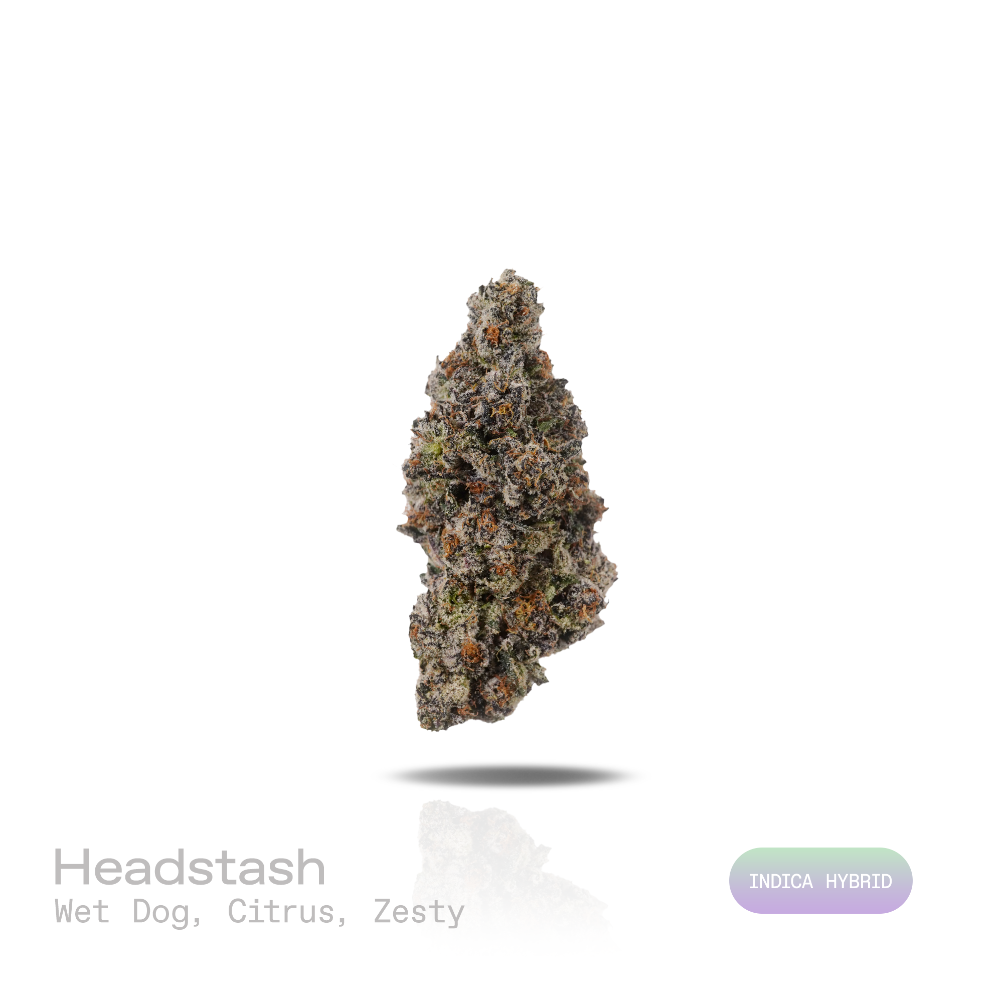 PUFFY Headstash is an indica-dominant hybrid THCa strain expertly assembled from the renowned genetics of GSC, Cherry Pie, KarmaRado OG, and Biker Kush. The aroma opens with a distinctive wet dog musk, layered with bright citrus and finished by a lively burst of zesty freshness. Visually, dense forest green buds with purple hues and fiery orange pistils are coated in sticky trichomes. Consumers often report a euphoric onset marked by uplifting cerebral effects, followed by a comforting body relaxation that 