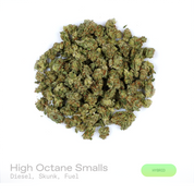 PUFFY High Octane (smalls) is a balanced hybrid THCa strain bred from a distinguished lineage of Sunset Sherbet and Octane. The aroma is driven by pungent diesel and skunky notes, delivering a bold, fuel-forward finish. Visually, dense forest green buds with purple hues and fiery orange pistils are coated in sticky trichomes. Consumers often report feeling euphoric and deeply relaxed, while also experiencing a boost in creativity, focus, and appetite. 