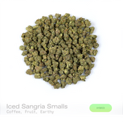 PUFFY Iced Sangria (smalls) is a balanced hybrid THCa strain with an officially unconfirmed genetic lineage, as its exact parentage has not been publicly disclosed. The aroma opens with rich roasted coffee and sweet fruity notes, gradually unfolding into a smooth, earthy finish. Visually, dense deep forest green buds with purple hues and fiery orange pistils are coated in sticky trichomes. Consumers often report a euphoric, calming, and deeply relaxing experience that promotes a peaceful state of mind and o