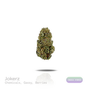 PUFFY Jokerz is an indica-dominant hybrid THCa strain developed from the distinctive combination of White Runtz and Jet Fuel Gelato. The aroma is a bold blend of chemical and gassy notes, complemented by a sweet, fruity finish of ripe berries. Visually, dense forest green buds with purple hues and fiery orange pistils are coated in sticky trichomes. Consumers often report feeling euphoric and focused while maintaining a relaxed, balanced state of mind. 