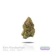 PUFFY Kim Kardashian is an indica-dominant hybrid THCa strain, featuring elite genetics derived from (Tahoe OG × Durango OG) × Kimbo Kush. The aroma opens with bold gassy notes and classic kush-forward earthiness, complemented by a smooth layer of sweet undertones. Visually, dense light lime green buds with purple hues and fiery orange pistils are coated in sticky trichomes. Consumers often report a deeply euphoric experience characterized by profound relaxation throughout the body, an uplifted mood, and no