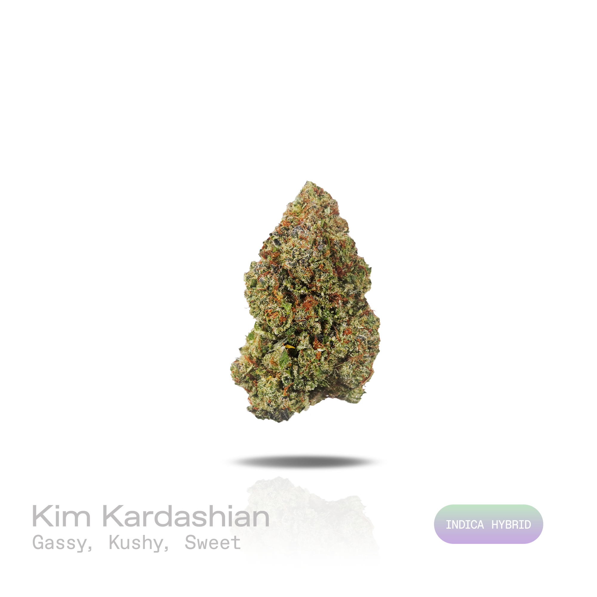 PUFFY Kim Kardashian is an indica-dominant hybrid THCa strain, featuring elite genetics derived from (Tahoe OG × Durango OG) × Kimbo Kush. The aroma opens with bold gassy notes and classic kush-forward earthiness, complemented by a smooth layer of sweet undertones. Visually, dense light lime green buds with purple hues and fiery orange pistils are coated in sticky trichomes. Consumers often report a deeply euphoric experience characterized by profound relaxation throughout the body, an uplifted mood, and no