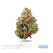 PUFFY King Louis XIII is an indica-dominant hybrid THCa strain, crafted from the legendary lineage of OG Kush × LA Confidential. The aroma is crisp pine layered with subtle herbal notes and a distinctive OG character. Visually, the buds are dense and forest green with bright orange pistils and a sparkling, sticky trichome coat. Consumers often report a smooth sense of euphoria accompanied by clear-headed focus and a soothing sense of relaxation.