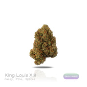 PUFFY King Louis XIII is an indica-dominant hybrid THCa strain, crafted from the legendary lineage of OG Kush × LA Confidential. The aroma is rich and bold, with strong gassy notes layered over hints of pine and a touch of warm, earthy spices. Visually, the buds are dense and dark green with bright orange pistils and a sparkling, sticky trichome coat. Consumers often report a powerful body high that eases into deep relaxation, pairing euphoric calm with a soothing finish that makes it best suited for evenin