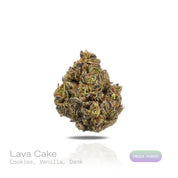 PUFFY Lava Cake is an indica-dominant hybrid THCa strain, crafted from the legendary lineage of Cross of Thin Mint × Grape Pie. The aroma is a rich blend of cookies, creamy vanilla, and a hint of dank sweetness, creating a warm and indulgent scent profile. Visually, the buds are dense with purple highlights, vibrant greens, and bright orange hairs, all dusted in frosty trichomes. Consumers often describe an initial wave of cerebral euphoria and light uplift before the experience shifts into deep physical ca