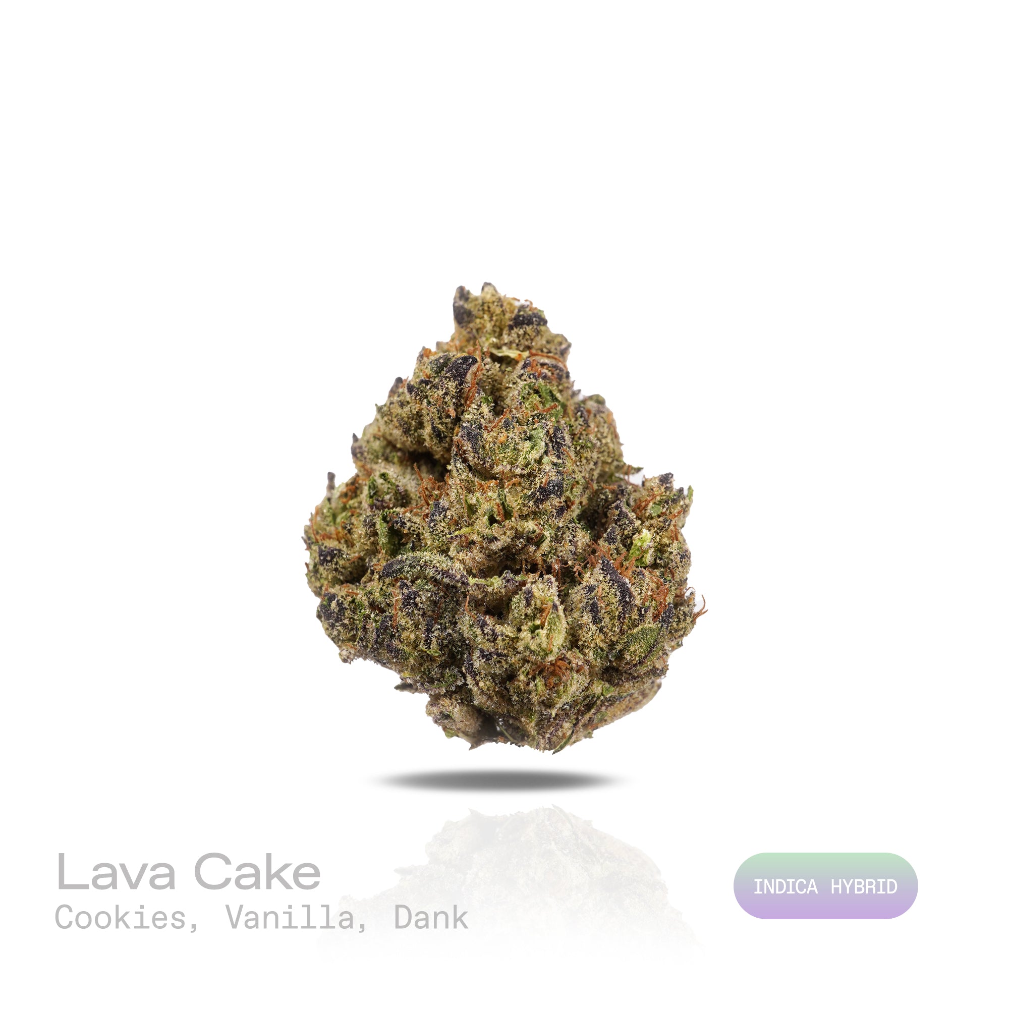 PUFFY Lava Cake is an indica-dominant hybrid THCa strain, crafted from the legendary lineage of Cross of Thin Mint × Grape Pie. The aroma is a rich blend of cookies, creamy vanilla, and a hint of dank sweetness, creating a warm and indulgent scent profile. Visually, the buds are dense with purple highlights, vibrant greens, and bright orange hairs, all dusted in frosty trichomes. Consumers often describe an initial wave of cerebral euphoria and light uplift before the experience shifts into deep physical ca