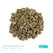 PUFFY Lemonatti (smalls) is a sativa-dominant hybrid THCa strain crafted through the masterful blend of Gelonade and Biscotti. The aroma combines sharp, gassy notes with a pungent scent and strong fuel-like undertones. Visually, dense forest green buds with purple hues and fiery orange pistils are coated in sticky trichomes. Consumers often report euphoric and uplifting effects paired with energizing mental clarity, enhanced focus, and a gentle sense of relaxation.
