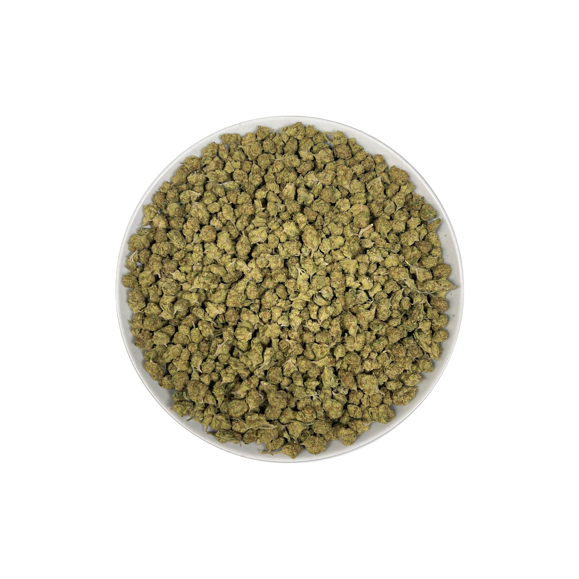 PUFFY London Pound Cake (smalls) is an indica-dominant hybrid THCa strain, created by crossing Sunset Sherbet with a powerful, undisclosed indica. The aroma is tropical and sweet, with notes of fermented grape and candy that create a lively, indulgent scent. Visually, the strain showcases dense, spade-shaped olive green buds with bright orange pistils and a thick, frosty layer of trichomes. Consumers often report a soothing sense of mental clarity and calm focus that gently transitions into deep, full-body 