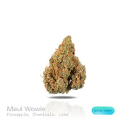 PUFFY Maui Wowie is a sativa-dominant hybrid THCa strain rooted in classic Hawaiian landrace genetics, with its secondary parent still undisclosed. The aroma bursts with bright notes of pineapple and zesty lime, underpinned by a sharp, intriguing chemical edge. Visually, dense spring green buds with purple hues and fiery orange pistils are coated in sticky trichomes. Consumers often report a euphoric, lively, and invigorating high that sparks happiness, enhances mood, and fuels creativity with mentally stim