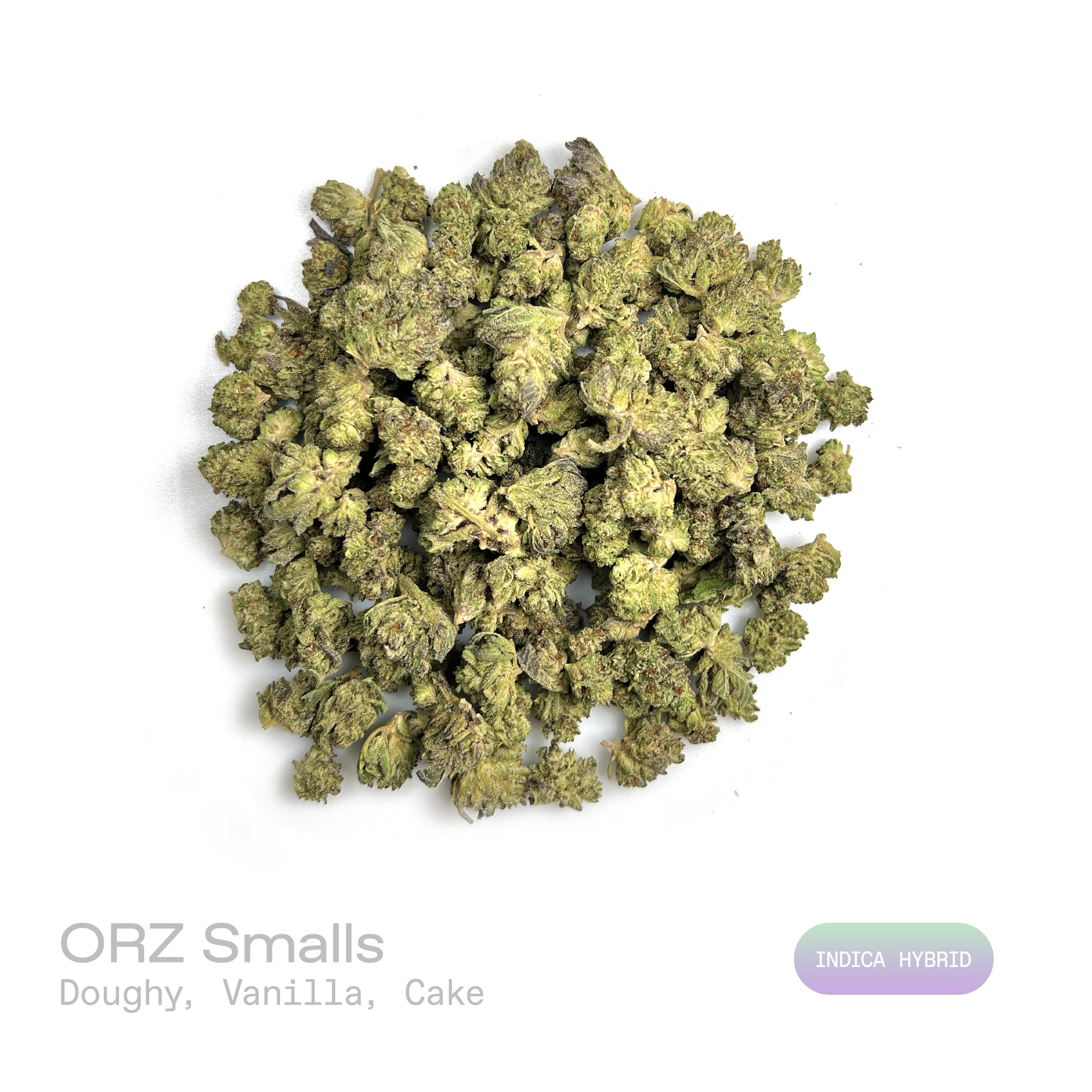 PUFFY ORZ (smalls) is an indica-dominant hybrid THCa strain derived from the celebrated fusion of  Cookies and Cream and Secret Weapon. The aroma is rich and inviting, blending doughy sweetness with smooth vanilla notes and a warm, freshly baked cake finish. Visually, dense forest green buds with hints of purple are threaded with fiery orange pistils and coated in a sparkling layer of sticky trichomes. The consumers often report a euphoric experience accompanied by a calm, mentally relaxed state that gently