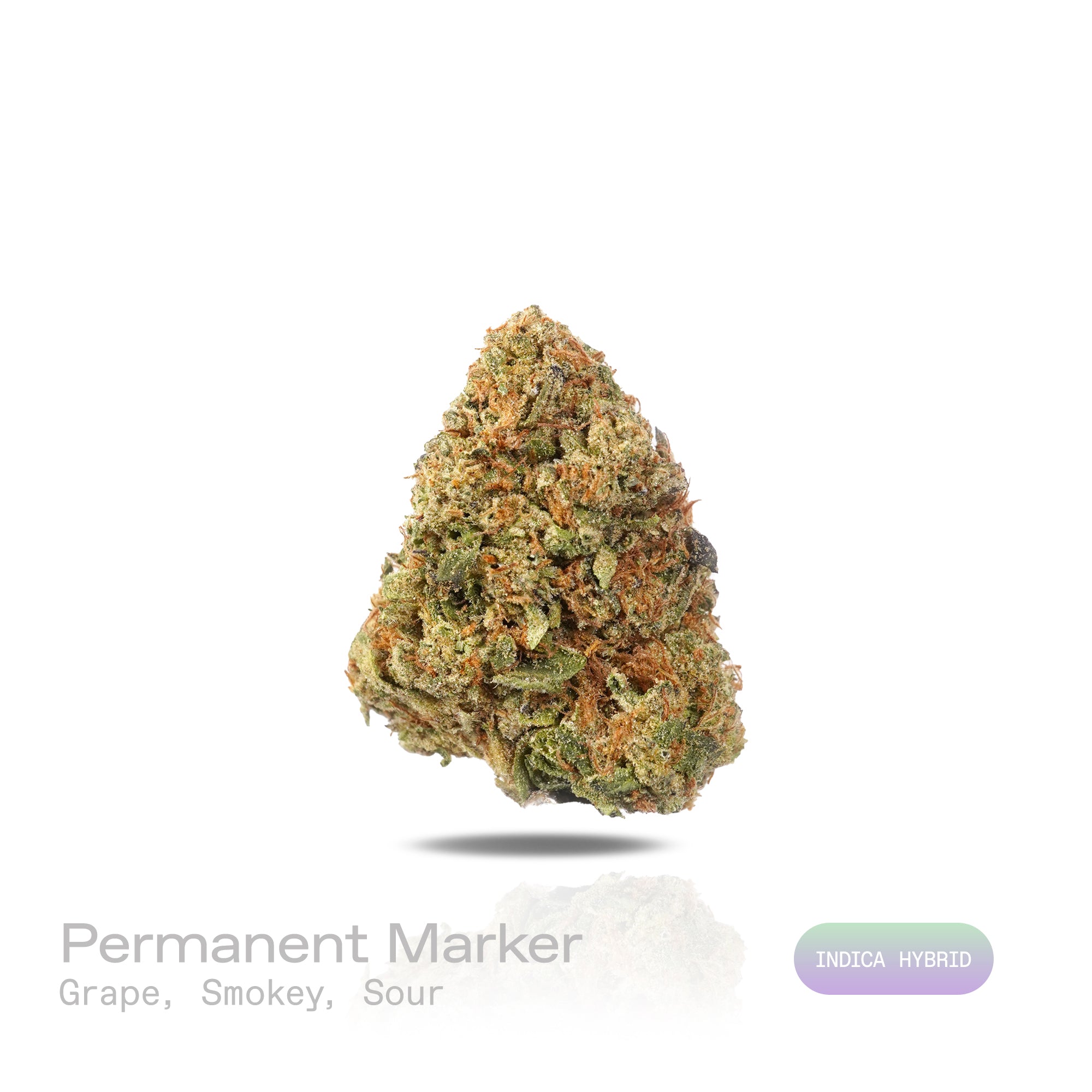 PUFFY Permanent Marker is an indica-dominant hybrid THCa strain, born from the complex cross of Biscotti, Jealousy, and Sherbet BX. The aroma is a layered blend of grape sweetness, smoky undertones, and a sharp sour edge. Visually, dense forest green buds with purple hues and fiery orange pistils are coated in sticky trichomes. Consumers often report a blissful euphoria that uplifts the mood, sparks creativity, creates gentle tingling sensations, and envelops the body in deep, relaxing calm. 