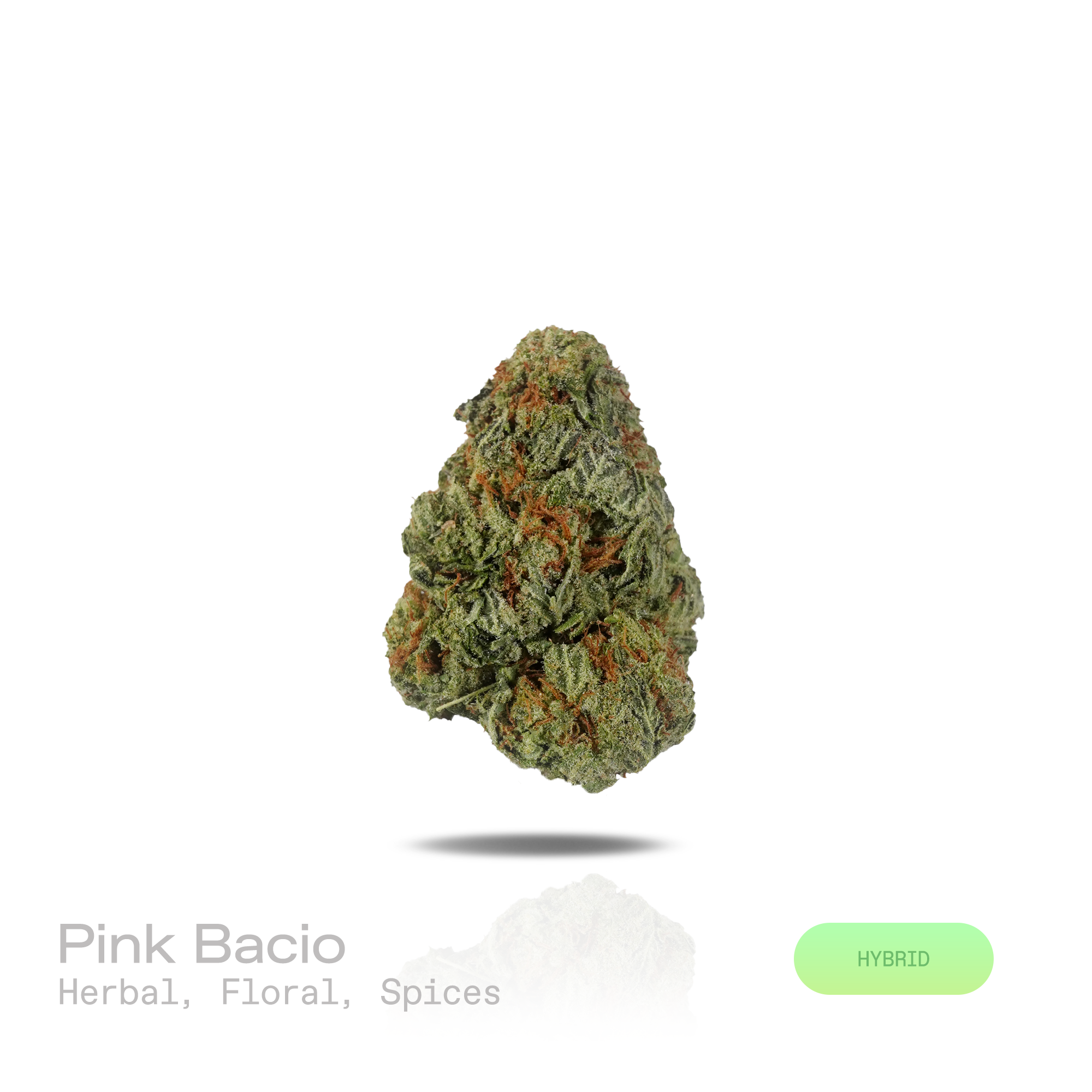 PUFFY Pink Bacio is a balanced hybrid THCa strain developed through the genetic pairing of Pink Runtz and Bacio Gelato. The aroma unfolds with a rich herbal freshness layered over soft floral notes, accented by warm, aromatic spices. Visually, dense forest green buds with purple hues and fiery orange pistils are coated in sticky trichomes. Consumers often report an uplifting euphoric and positive shift in mood that enhances creativity, encourages a calm, easygoing sense of relaxation, and delivers full-body