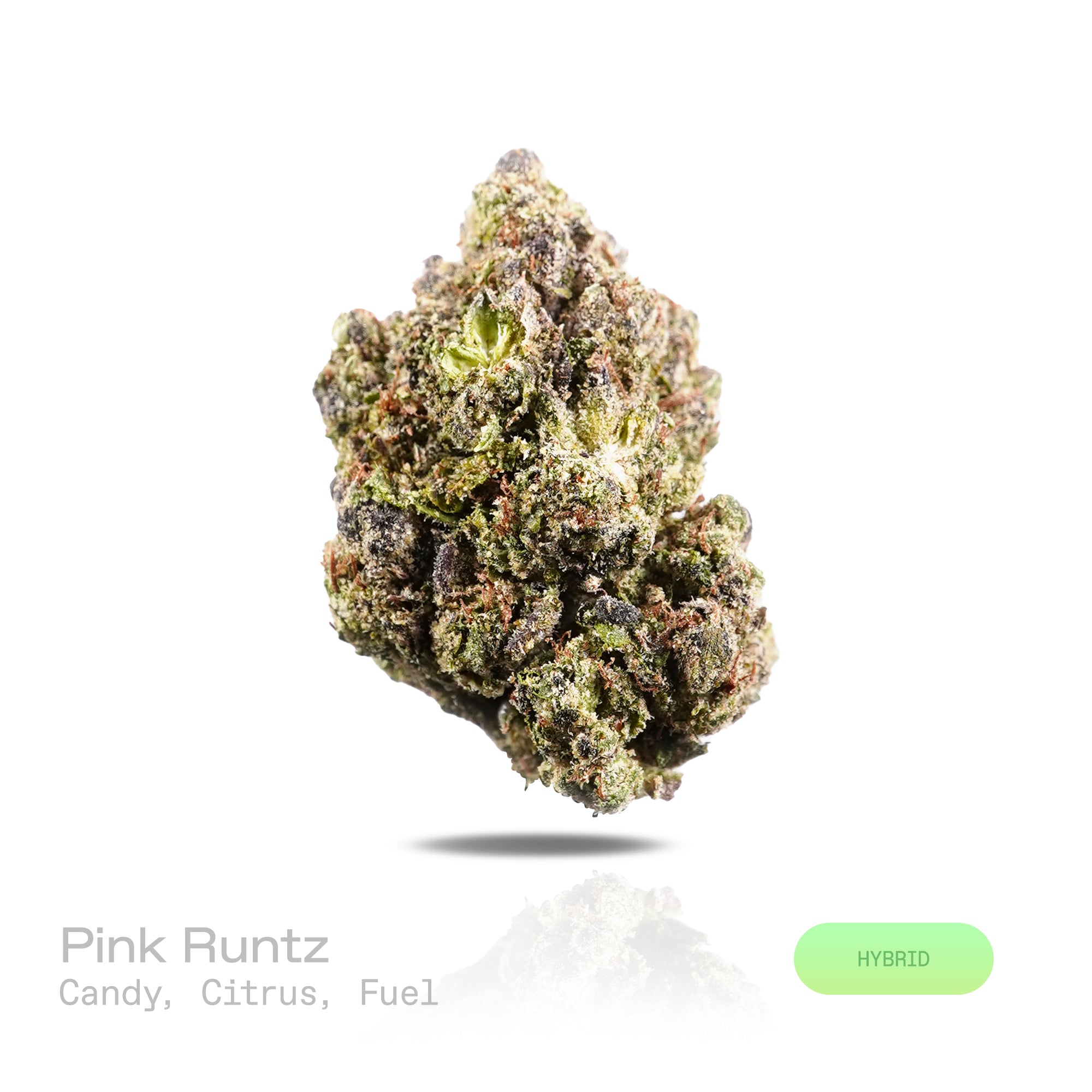 PUFFY Pink Runtz is a well-balanced hybrid THCa strain derived from the skillfully blended cross of Original Z and Gelato. The aroma features a delightful blend of sweet candy, zesty citrus, and pungent fuel notes. Visually, dense deep forest green buds with purple hues and fiery orange pistils are coated in sticky trichomes. Consumers frequently describe the experience as starting with a cerebral rush that brings a wave of euphoria and an uplifted mood, gradually transitioning into a calming, full-body rel