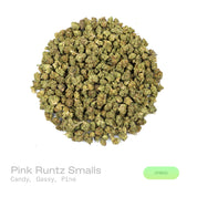 PUFFY Pink Runtz (smalls) is a well-balanced hybrid THCa strain derived from the skillfully blended cross of Original Z and Gelato. Aroma is a vibrant fusion of candied sweetness, bold gassy fuel undertones, and crisp, resinous pine. Visually, dense deep forest green buds with purple hues and fiery orange pistils are coated in sticky trichomes. Consumers frequently describe the experience as starting with a cerebral rush that brings a wave of euphoria and an uplifted mood, gradually transitioning into a cal