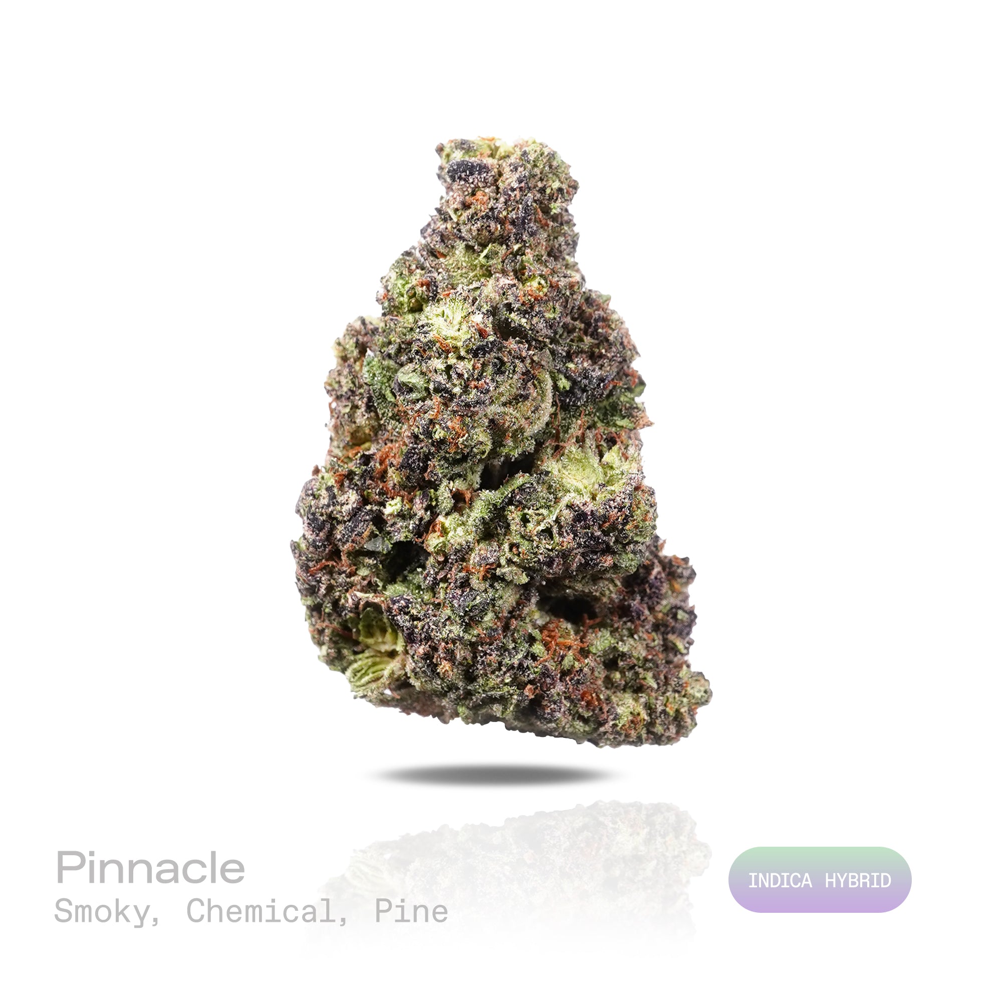 PUFFY Pinnacle is an Indica-dominant hybrid THCa strain emerging from the distinguished pairing of Slurty 3 and Gush Mints. The aroma features smoky notes blended with sharp chemical undertones and a refreshing pine scent. Visually, dense lush green buds with purple hues and fiery orange pistils are coated in sticky trichomes. Consumers often report feeling euphoric and uplifted, with a focused yet deeply relaxed sense of calm.  