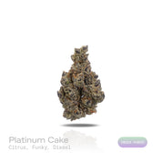 PUFFY Platinum Cake is an indica-dominant hybrid THCa strain hailing from the renowned cross of Wedding Cake and Platinum OG. The aroma is a vibrant blend of bright citrus zest layered with funky, earthy undertones and a bold diesel finish. Visually, dense forest green buds with purple hues and fiery orange pistils are coated in sticky trichomes. Consumers often report an euphoric, relaxed, and lightly stimulating sensation accompanied by a mild cerebral buzz and soothing full-body relaxation.