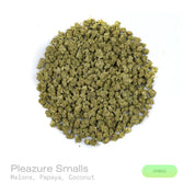 PUFFY Pleazure (smalls) is a balanced hybrid THCa strain created through the refined union of Dweebz and ZHit. The aroma is a tropical delight, bursting with juicy melons, ripe papaya, and a subtle hint of creamy coconut. Visually, dense spring green buds with purple hues and fiery orange pistils are coated in sticky trichomes. Consumers often report a euphoric, uplifting sense of mental clarity paired with a smooth, calming body relaxation that leaves them feeling balanced and refreshed.