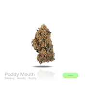 PUFFY Poddy Mouth is a balanced hybrid THCa strain created from the renowned pairing of Humboldt Pound Cake and Mtn Top Mint. The aroma is a rich, smoky blend with deep woody undertones and classic Kushy notes that linger enticingly with every inhale. Visually, dense apple green buds with purple hues and fiery orange pistils are coated in sticky trichomes. Visually, dense deep forest green buds with purple hues and fiery orange pistils are coated in sticky trichomes. Consumers often report a euphoric, uplif